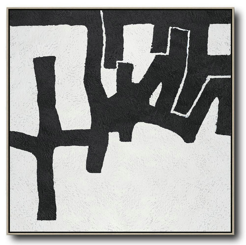 Original Painting Hand Made Large Abstract Art,Oversized Minimal Black And White Painting - Extra Large Paintings